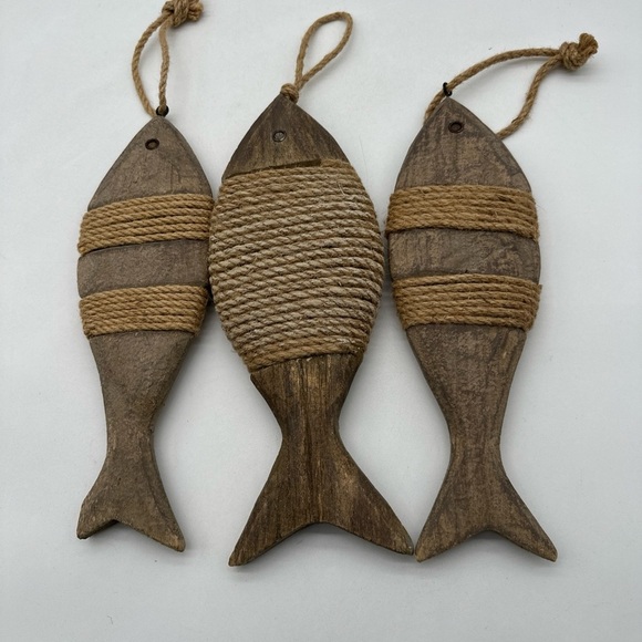 Beach Decor Wood Fish Vintage Wood Fish Decor Wall Hanging Ornament Fish S&l - Picture 1 of 6